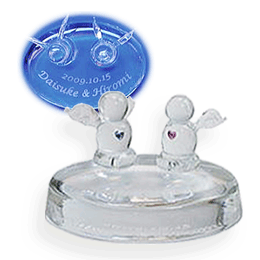 ガラス製リングピロー オーバル(名前彫刻あり)